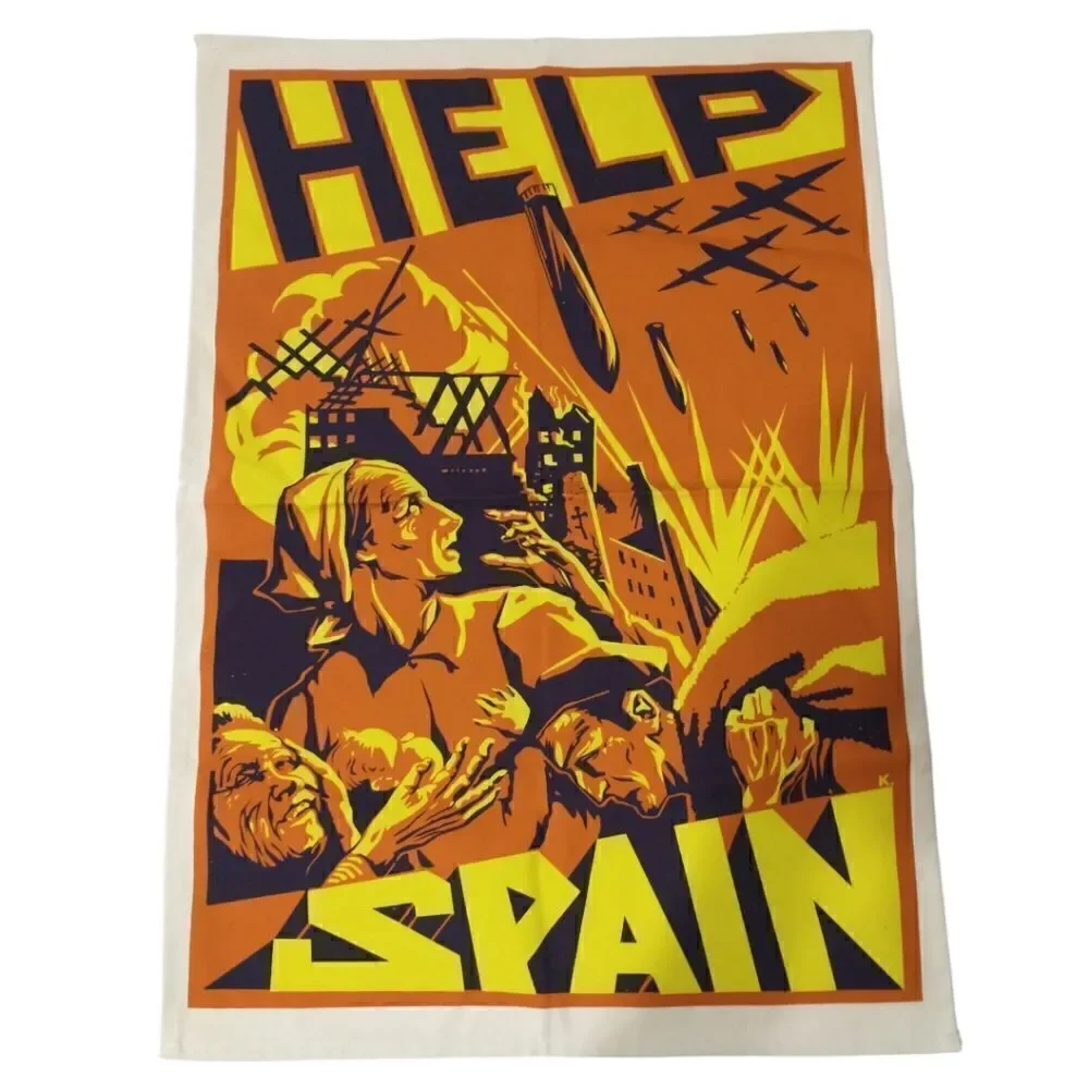 Radical Tea Towel Help Spain Never Used All Cotton Colorful United Kingdom.  Con